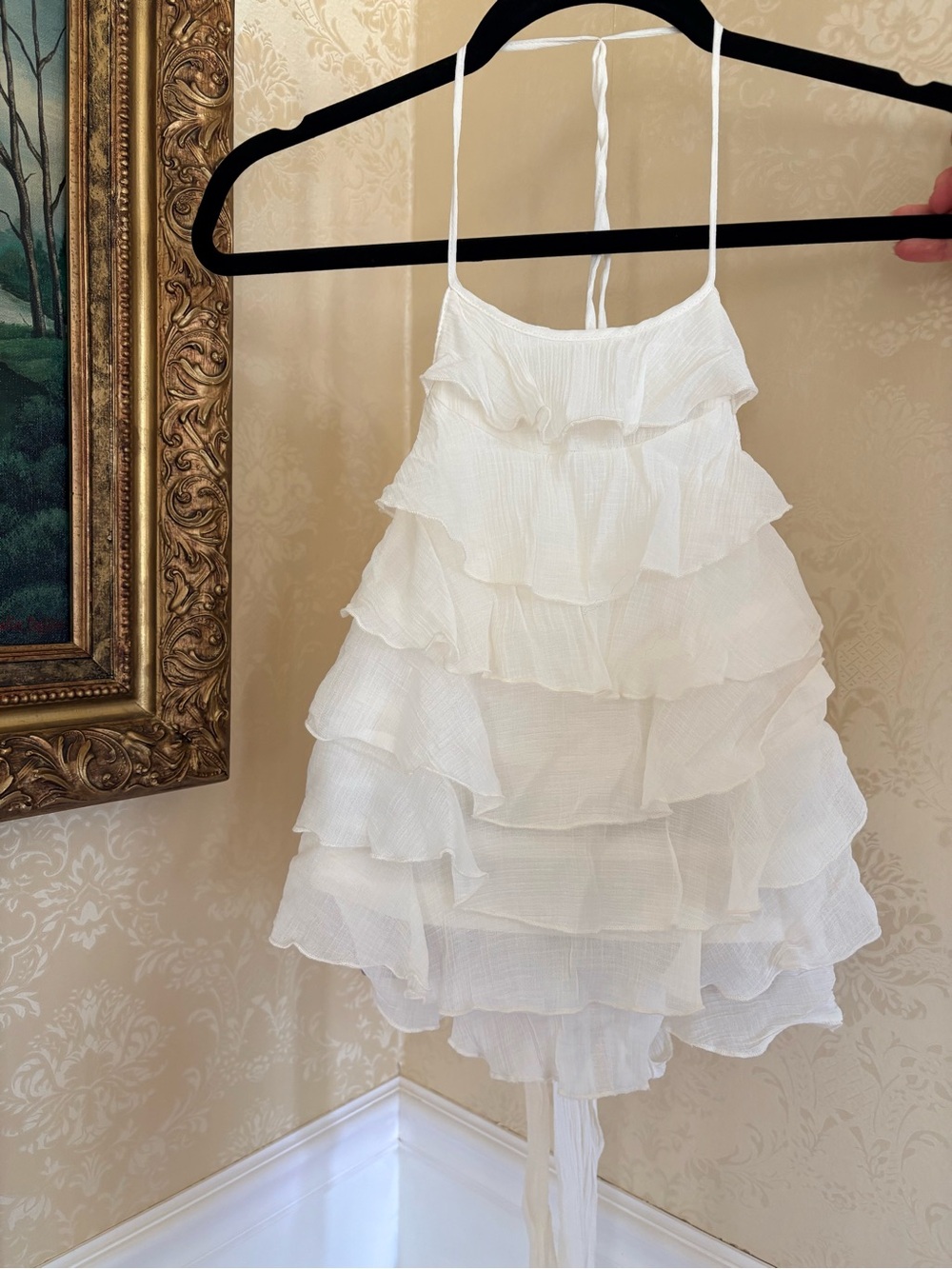 Zara White Tiered Ruffle Cami Top